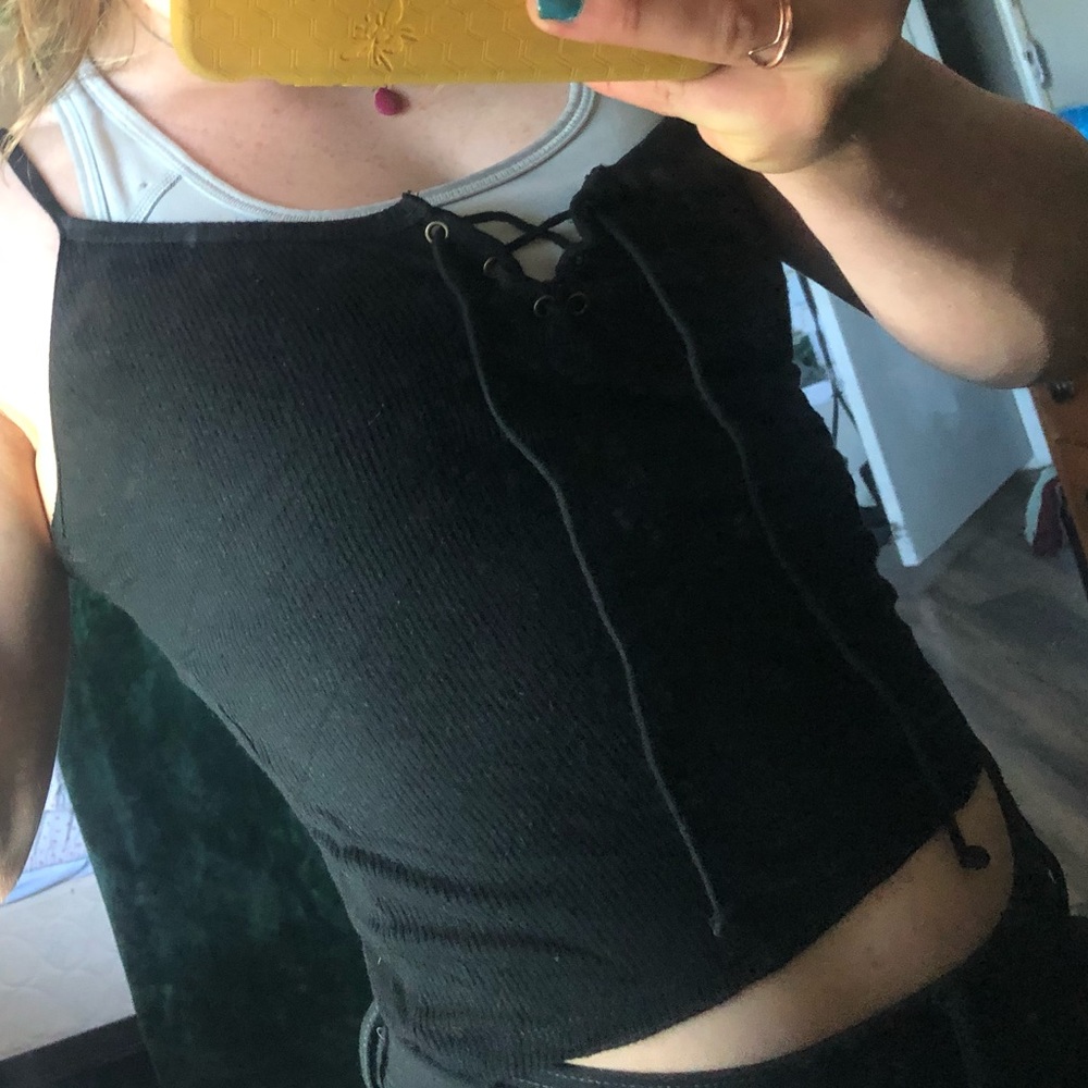 Black lace-up Tank